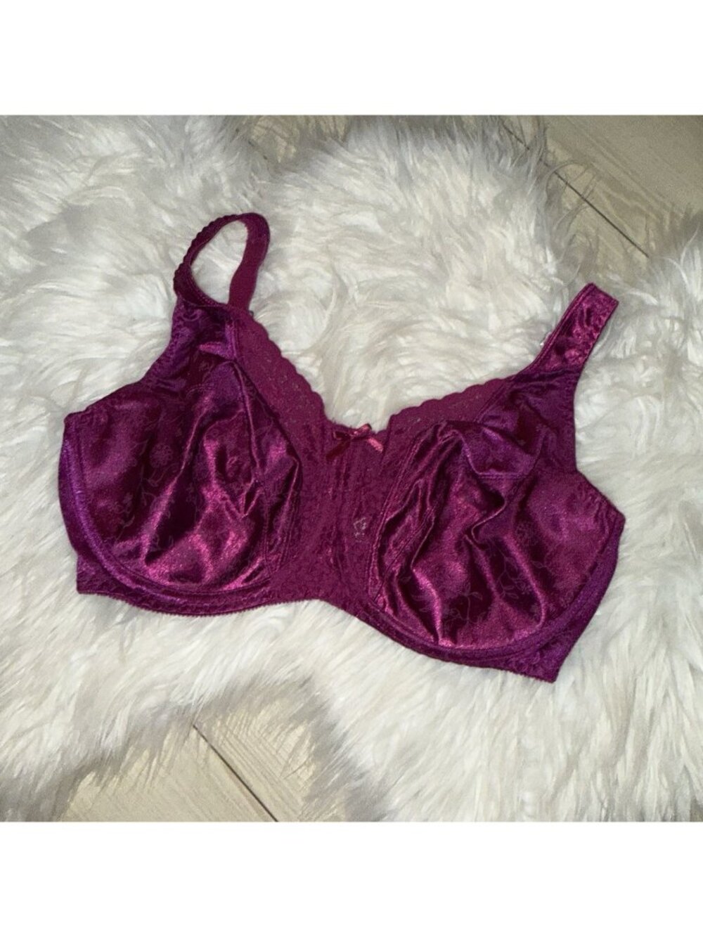 Playtex 4422 Love My Curves Signature Coverage Bra Satin Floral UW 36DD Purple
